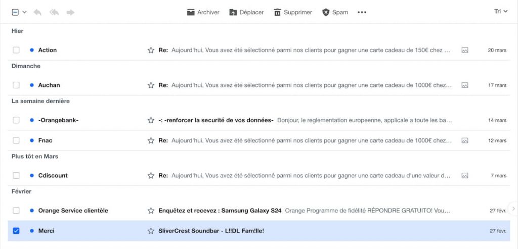 Exemple d'e-mails de phishing