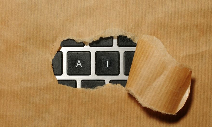 L'acronyme "AI" pour intelligence artificielle, sur les touches d'un clavier Mac